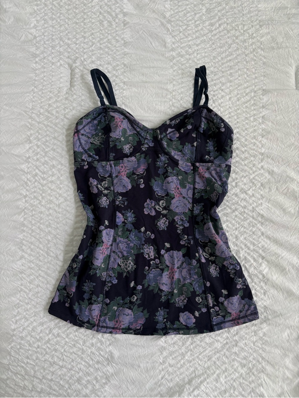 Aritzia/Talula Floral Bustier Cami Tank Top in Navy and Purple